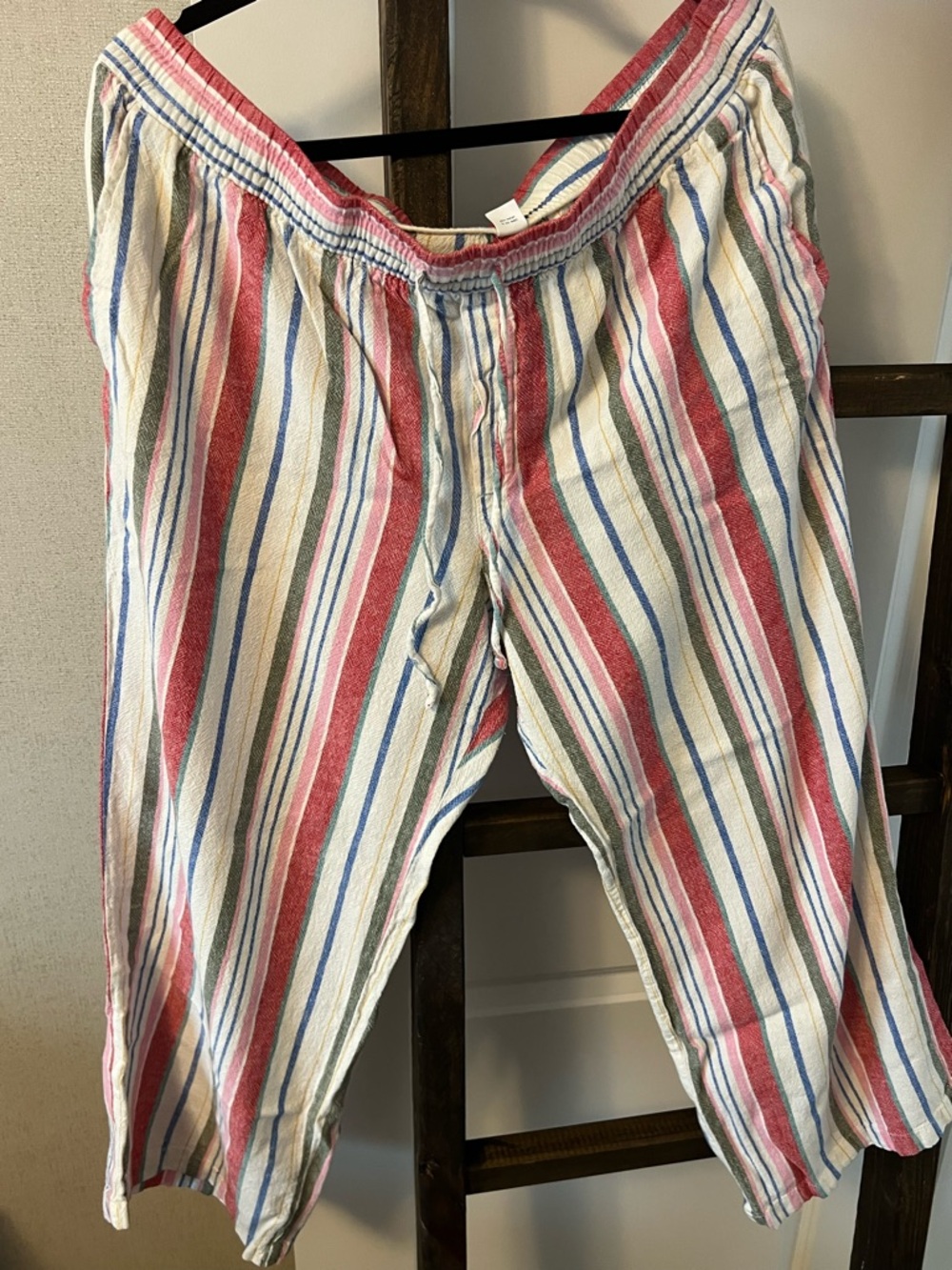 Old Navy Striped Wide Leg Pants in Red, Blue, Green, Cream